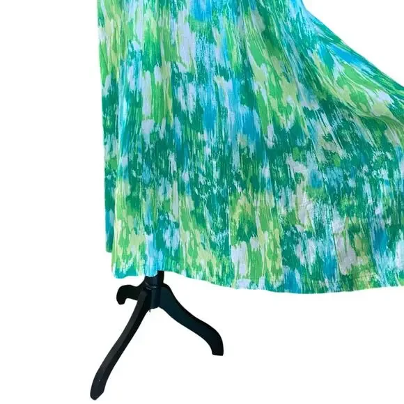 Vintage Choices 100% Linen Sleeveless Green and Blue Maxi Dress small - Picture 7 of 15